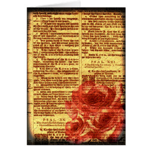 Carte antique de psaumes et de roses