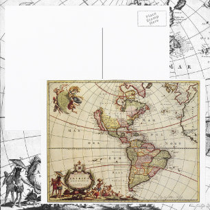 Carte antique des Amériques par Johannes De Ram