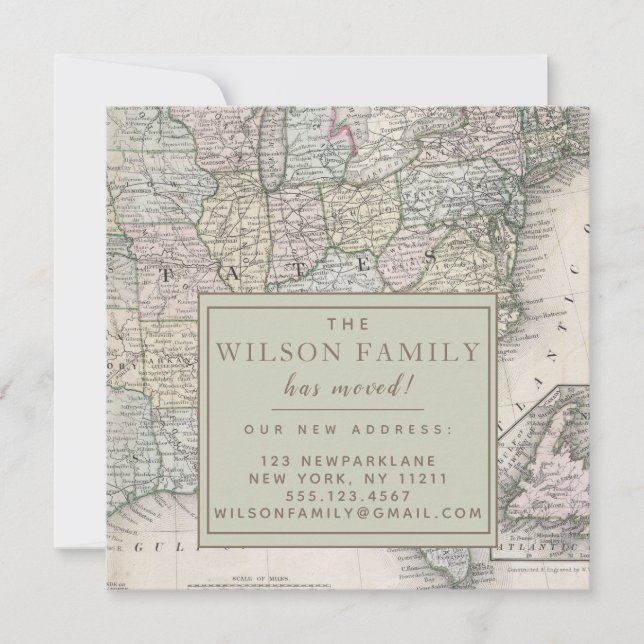 Carte antique des États-Unis Faire-part mobile (Devant)