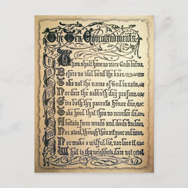 Carte Antique Dix Commandements (Devant)