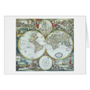 Carte antique du monde du 17e siècle, Frederick De