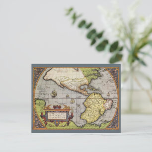 Carte antique du monde : les Amériques par Abraham