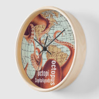 Carte antique Octopus Horloge murale