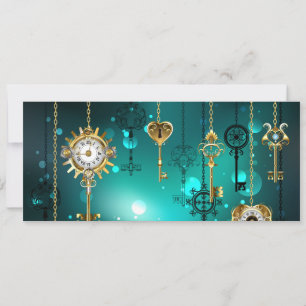 Carte Antique Skeleton Keys on Green Background