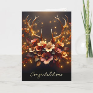 Carte Antlers De Cerfs D'Automne Avec Lumières Mariages