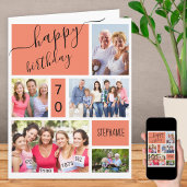 Carte Any Age 5 Photo Collage Salmon Custom Birthday