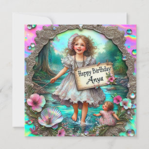 Carte ~ ANYA ~ Joyeux Anniversaire ~ Fille Paddling ~