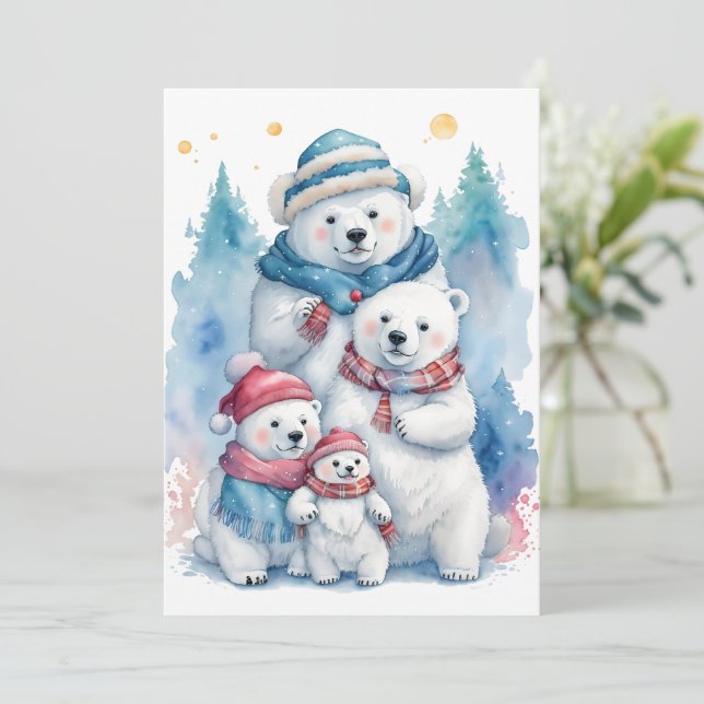 Carte Appartement de Noël Polaire Ours Famille (Debout devant)