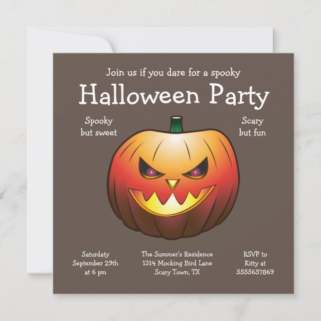 Carte Appartement Invitation Citrouille Halloween (Devant)