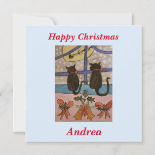 Carte Appartement Noir Cat Christmas