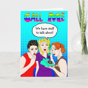 Carte Appelle-moi Retro Pop Art Mlle You