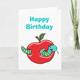 Carte Apple et un ver affamé Anniversaire