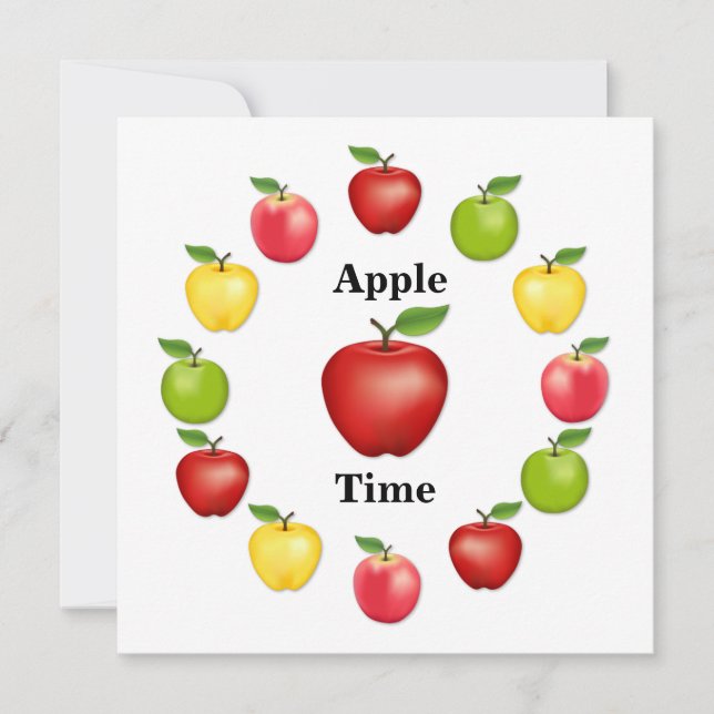 Carte Apple Time, Delicious, Granny Smith, Variété rose (Devant)