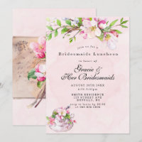Apple Tree Blossoms Bridesmaids Luncheon Invitatio
