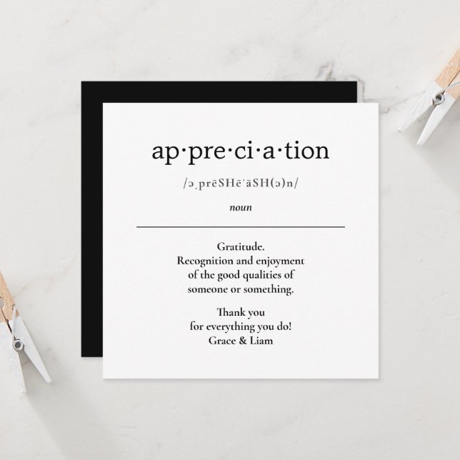 Carte Appréciation Enseignant Cadeau CoWorker Card (Devant/Arrière en situation)