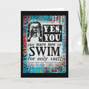 Carte Apprendre À Nager - Drôle Annonce Vintage