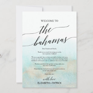 Carte Aqua Beach The Bahamas Bienvenue Lettre & Itinérai