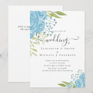 Carte Aqua Blue Floral Mariage