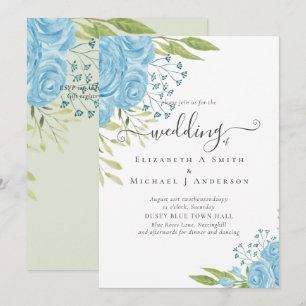 Carte Aqua Blue Floral Mariage