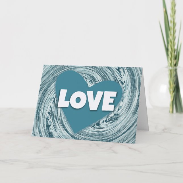 Carte Aqua Blue Heart of Love Valentine's Day (Devant)