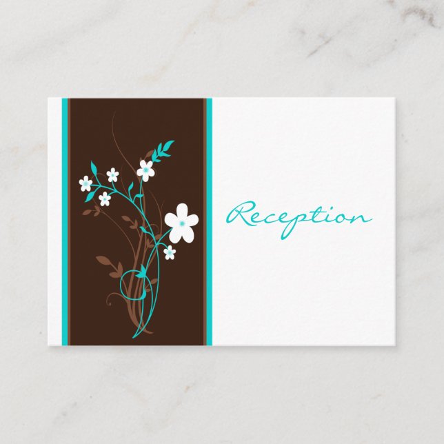 Carte Aqua Brown White Floral (Devant)