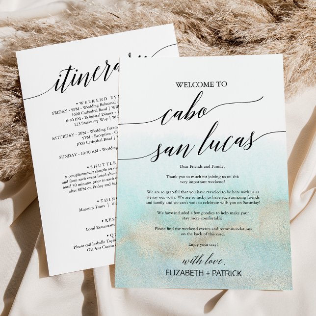 Carte Aqua Cabo San Lucas Bienvenue Lettre & Itinéraire (Créateur téléchargé)