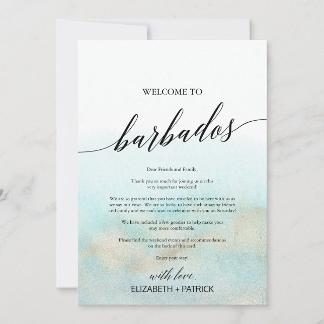 Carte Aqua Gold Beach Barbade Bienvenue et itinéraire (Devant)