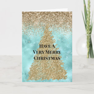 Carte Aqua Gold Glam Parties scintillant Étincelle Arbre