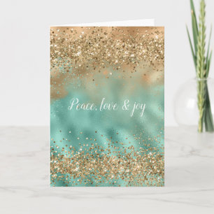 Carte Aqua Gold Parties scintillant Confetti   