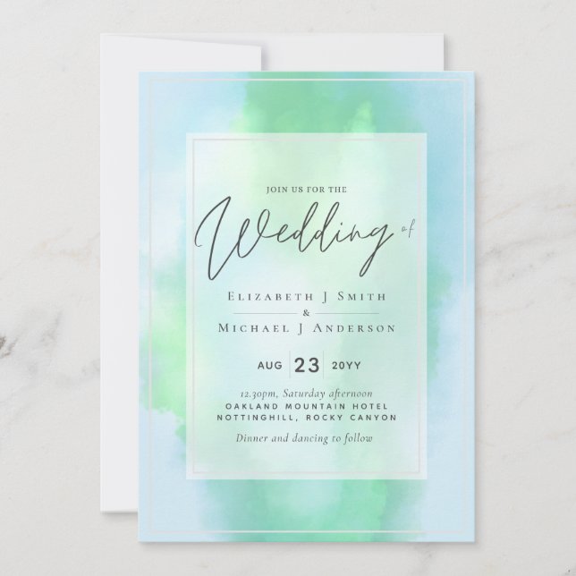 Carte Aqua Mint Dreams Mariage Budget Moderne (Devant)
