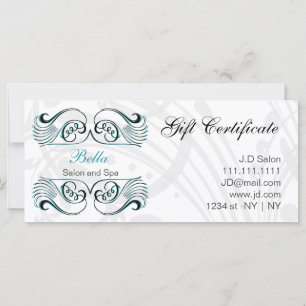 Carte aqua, noir et blanc Chic Certificats Cadeaux