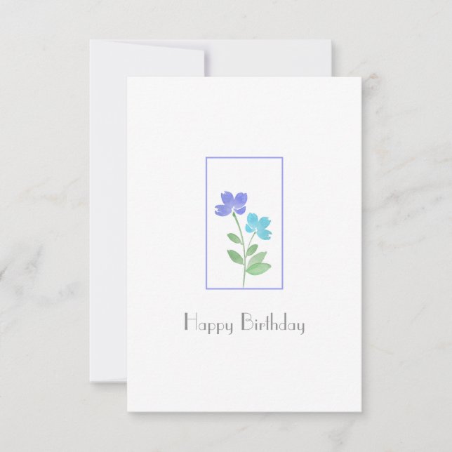 Carte Aqua Periwinkle Aquarelle tiges (Devant)