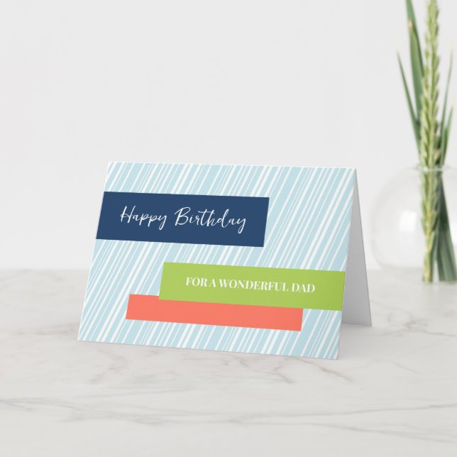 Carte Aqua Stripes Papa fête son anniversaire (Devant)