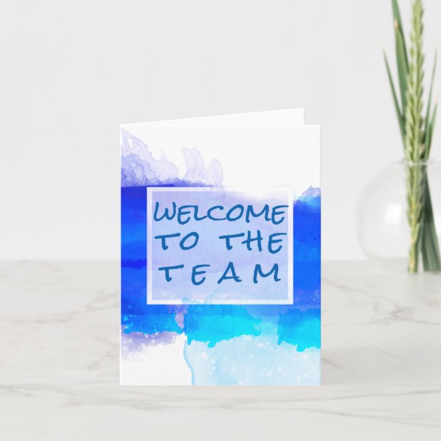 Carte Aquamarine BLUE Aquarelle Bienvenue Abstrait (Devant)