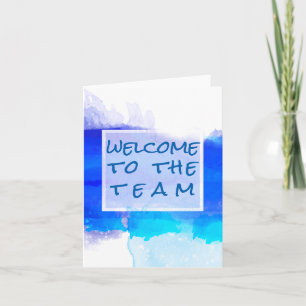 Carte Aquamarine BLUE Aquarelle Bienvenue Abstrait