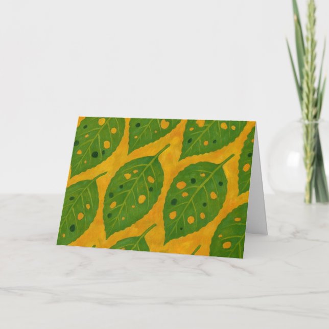 Carte Aquarelle à motif jaune et vert pour la feuille (Devant)
