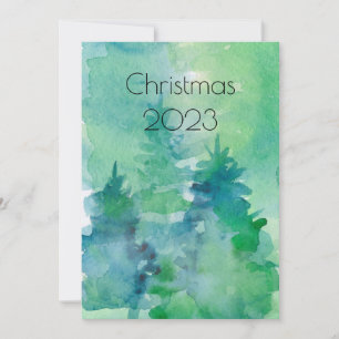 Carte Aquarelle Abstraite Arbres Fêtes Noël Moderne