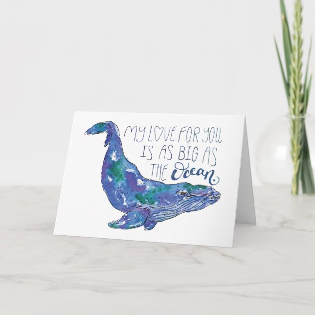 Carte Aquarelle - Amour aussi grand que l'océan (Devant)