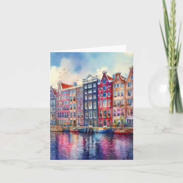 Carte Aquarelle Amsterdam Pays-Bas (Devant)