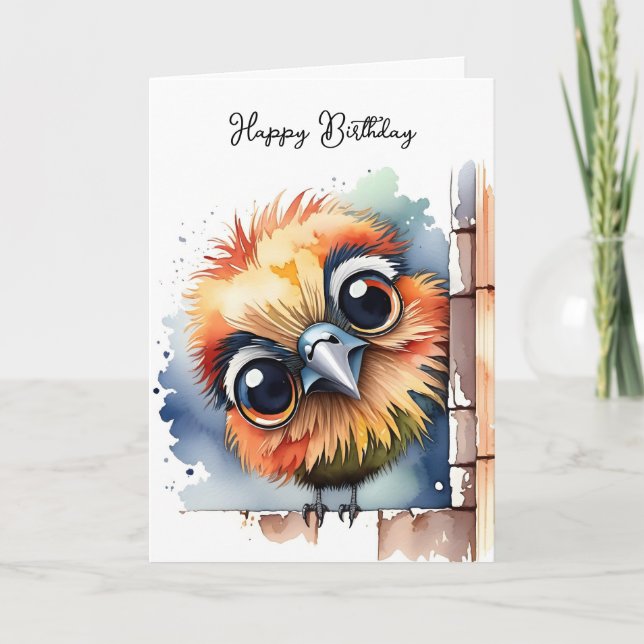 Carte Aquarelle Amusante Birthday Birthday Bird (Devant)