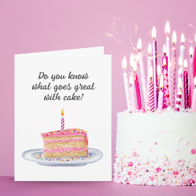 Carte Aquarelle amusante Pink Frosted Birthday Cake (Créateur téléchargé)