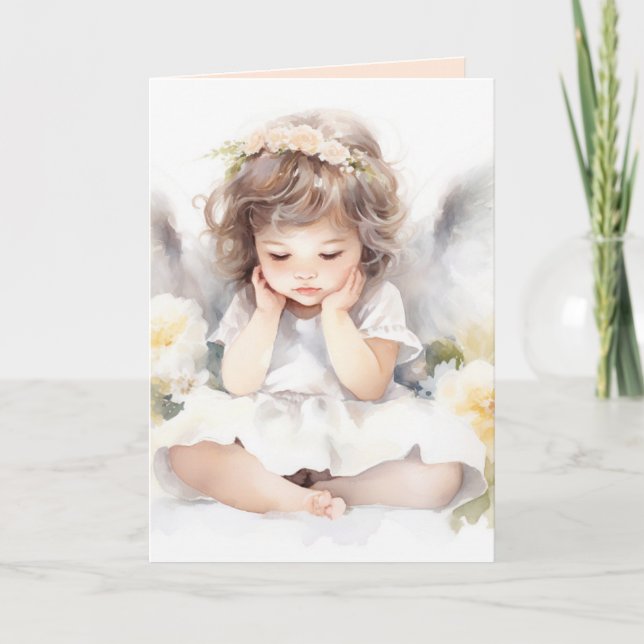 Carte Aquarelle Anniversaire fille ange (Devant)