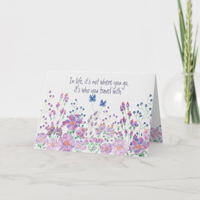 Carte Aquarelle Anniversaire Frontière Florale (Devant)