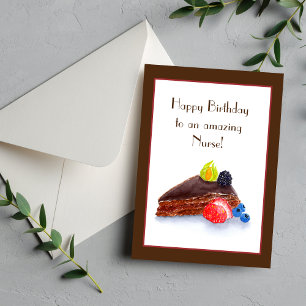 Carte Aquarelle Anniversaire Pour Nourrir Le Gâteau Au C