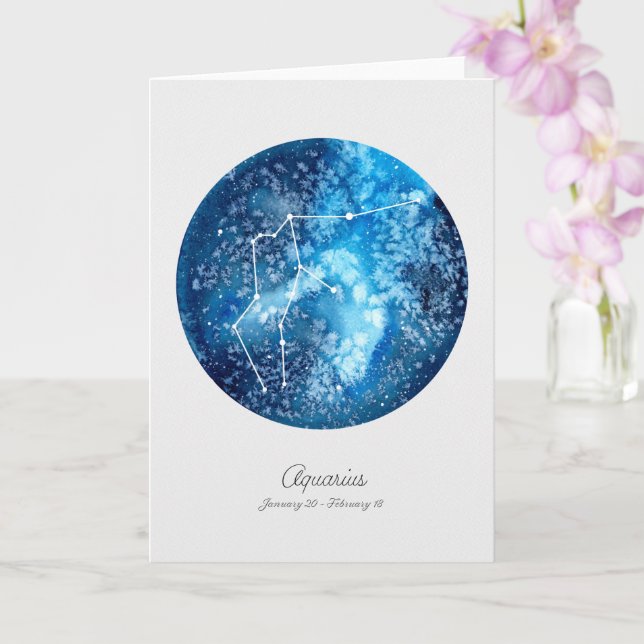 Carte Aquarelle Aquarius Constellation Salutation (Orchidée)