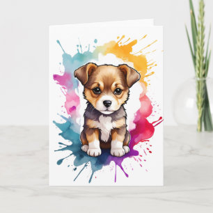 Carte Aquarelle Ardoise Puppy Paint Blank