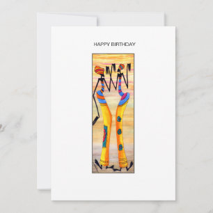 Carte Aquarelle Art africain Célébration Danse Anniversa