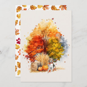 Carte Aquarelle Automne Chien Design - Beagle