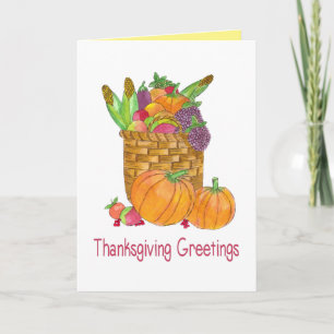 Carte Aquarelle Automne récolte Thankgiving
