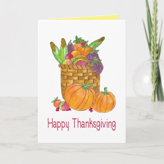 Carte Aquarelle Automne récolte Thankgiving (Devant)